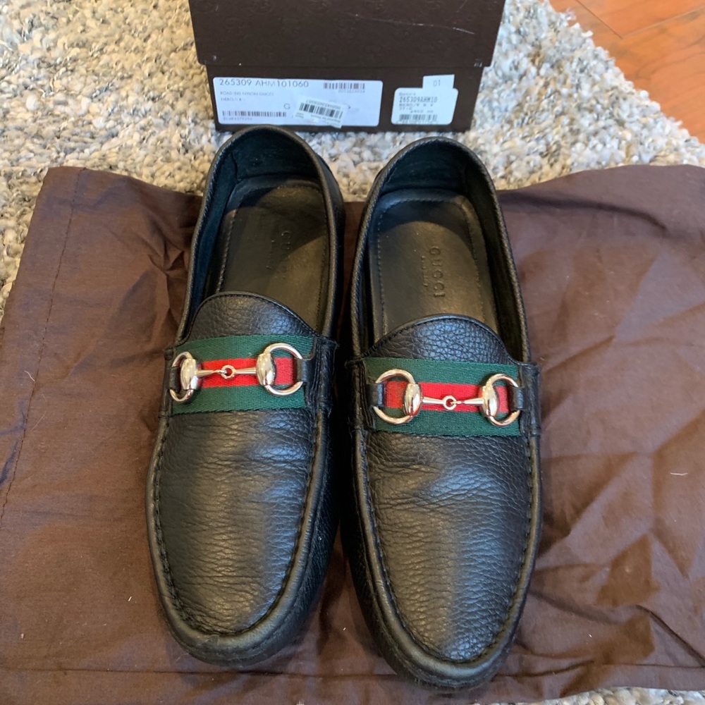 Gucci Black Damo Leatherbit Loafers